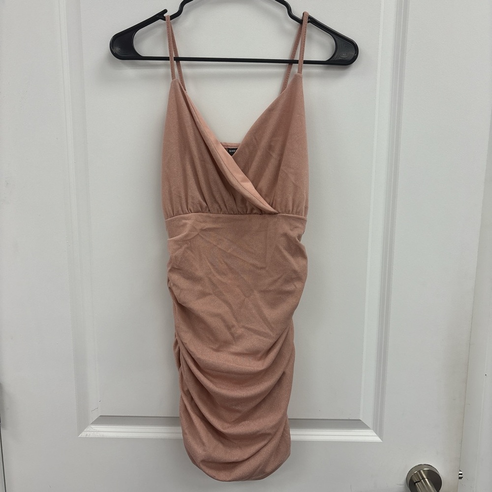 SHEIN Blush Pink Ruched Mini Dress